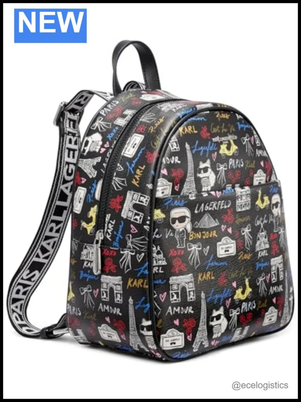 Vintage Paris Skyline Backpack - PVC Hard Shell Travel Daypack